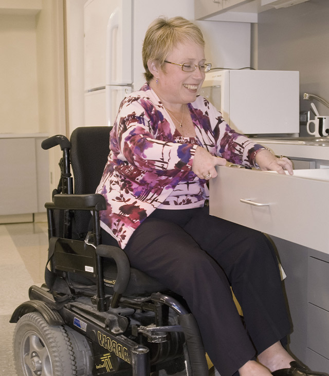 a disabled woman on a wheelchair